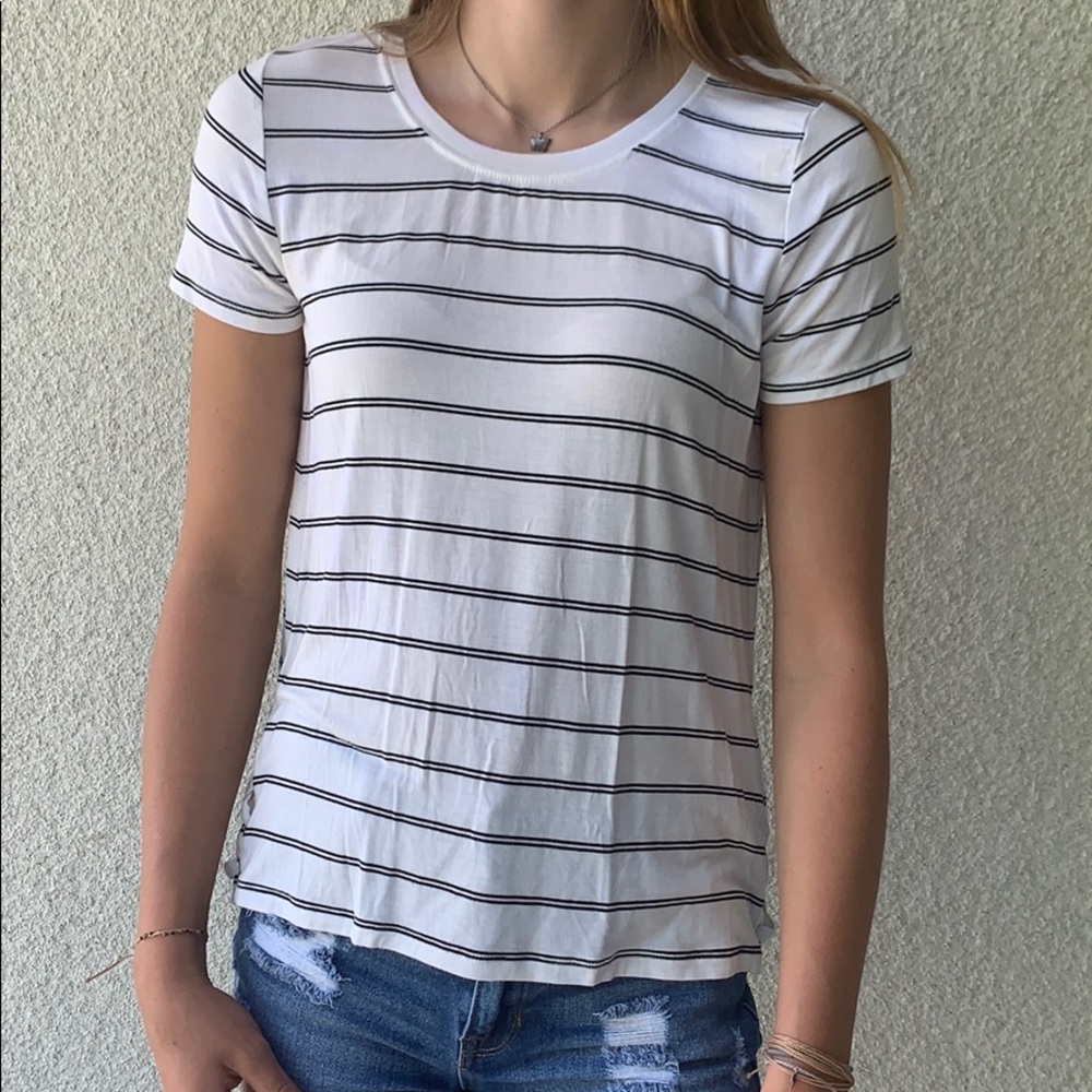 Pink Republic White with Black Striped Shirt